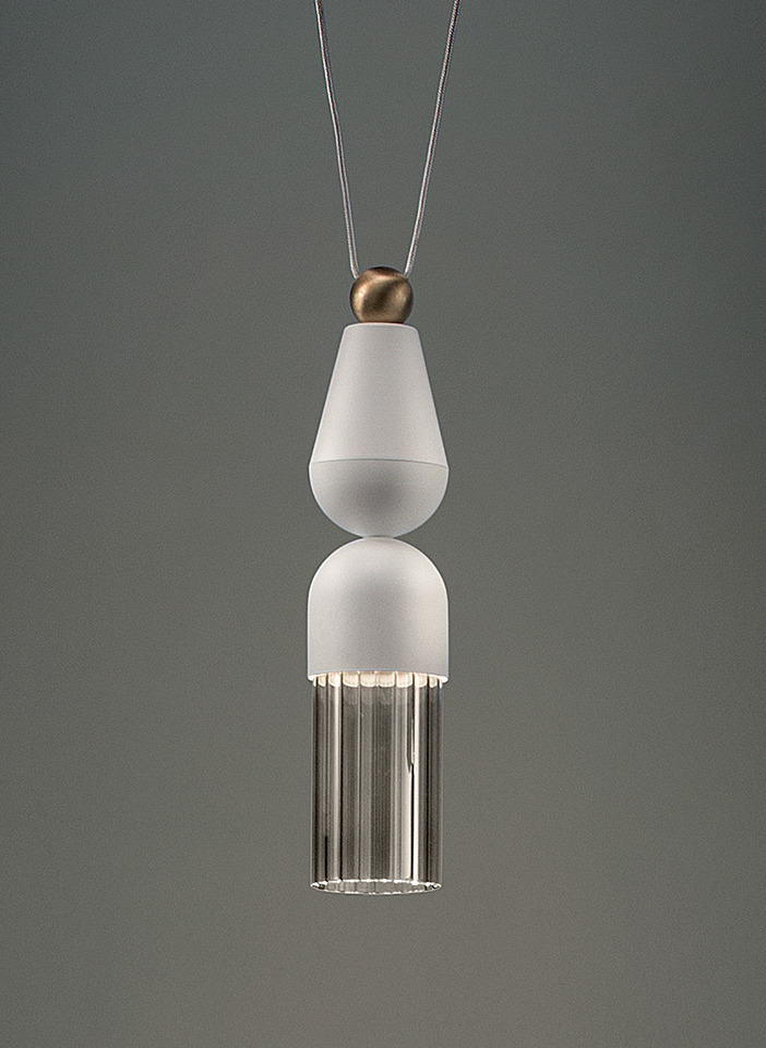Suspension Nappe N7 en métal et verre par Marco Zito X Masiero