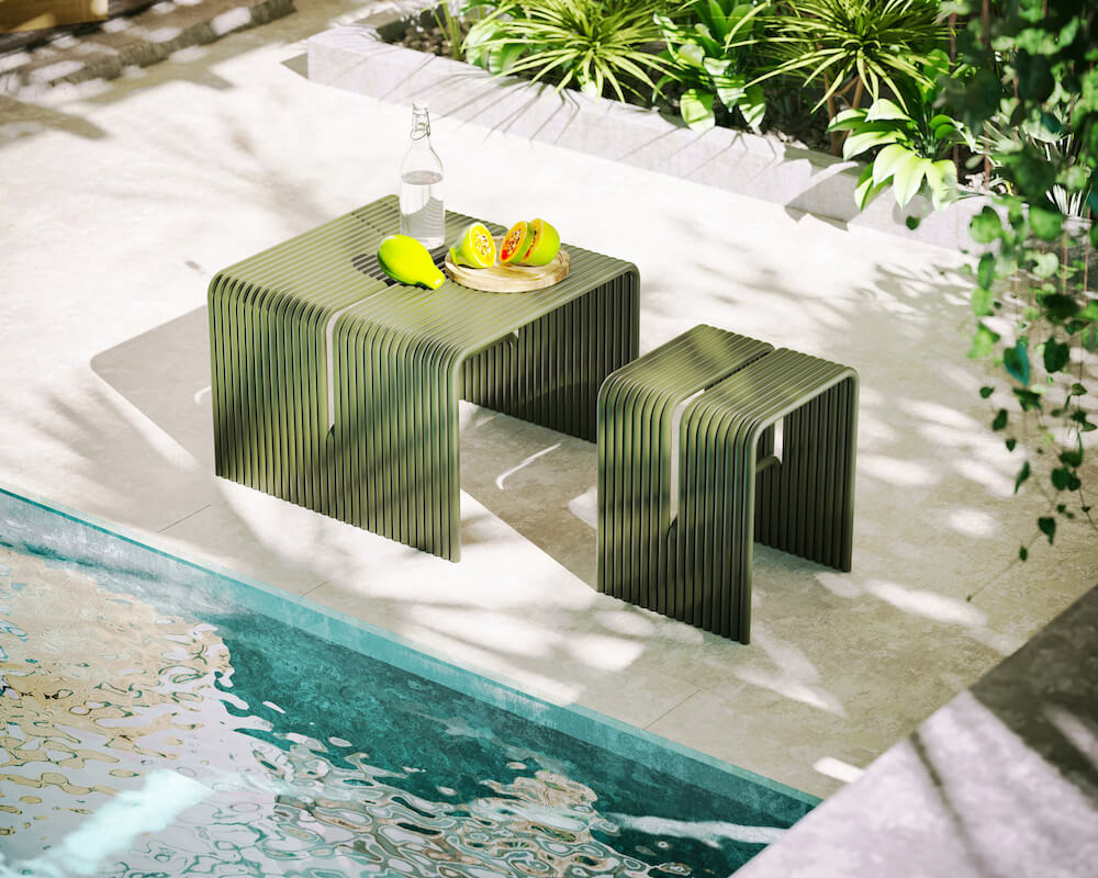 Table basse extérieur Tube en aluminium par Rostyslav Sorokovyi x Joyf Design