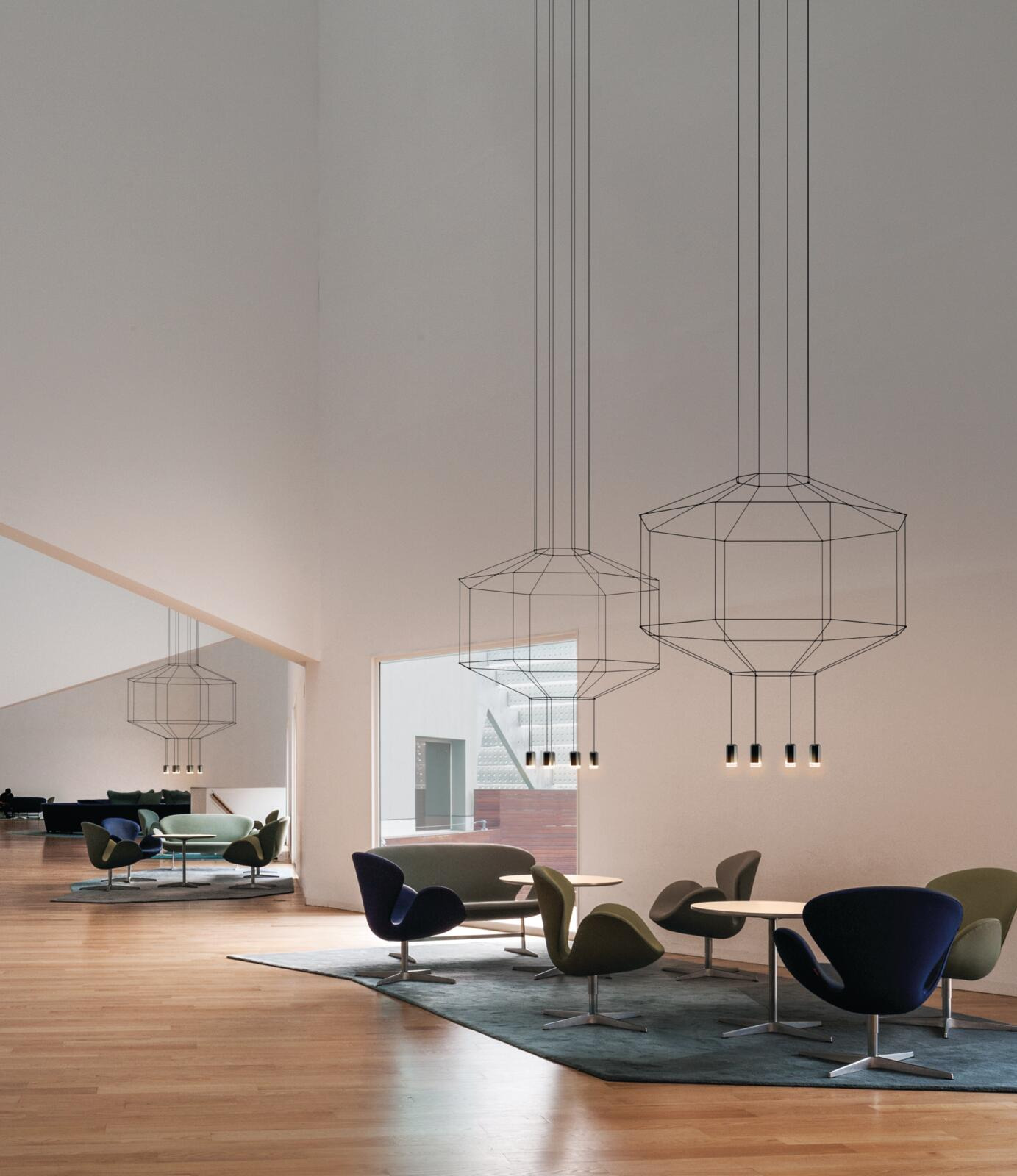 Suspension Wireflow 0299 au design géométrique par Arik Levy x Vibia