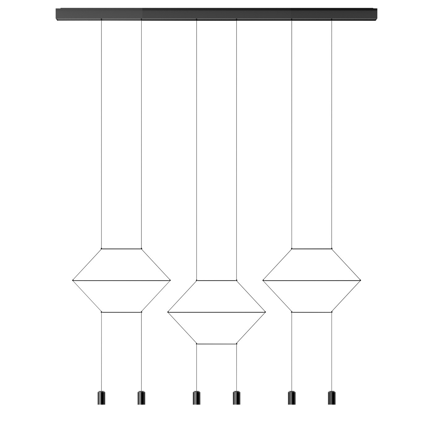 Suspension Wireflow Lineal au design géométrique par Arik Levy x Vibia