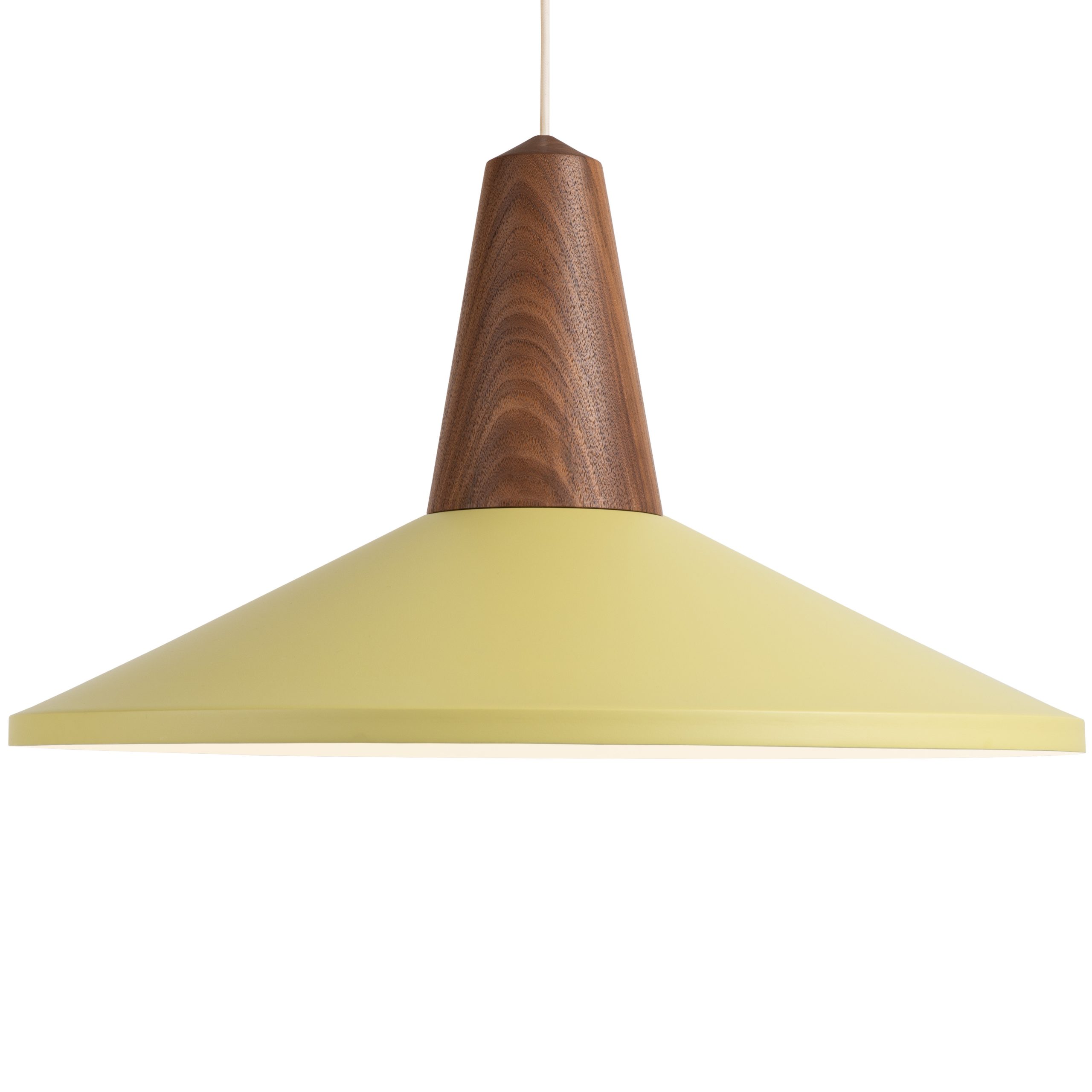 Suspension Eikon Shell en noyer au design scandinave par Schneid Lighting