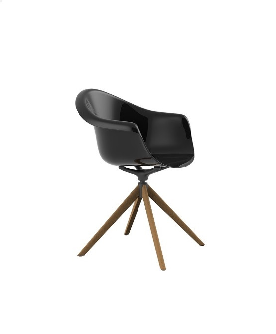 Chaise pivotante avec pieds en bois Incasso en polycarbonate translucide au design contemporain par Archirivolto Design x Vondom