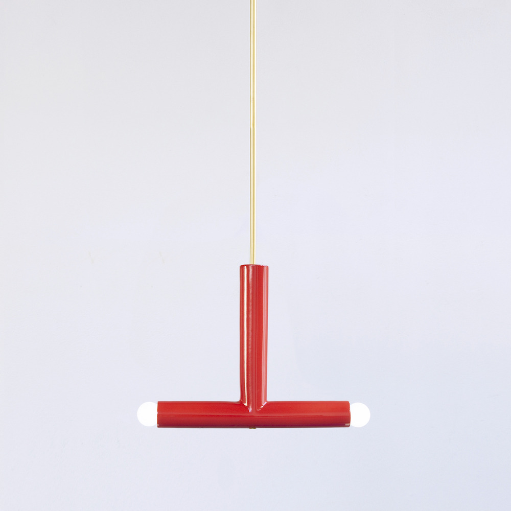 Suspension TRN light B2 en céramique et laiton par Magda Jurek
