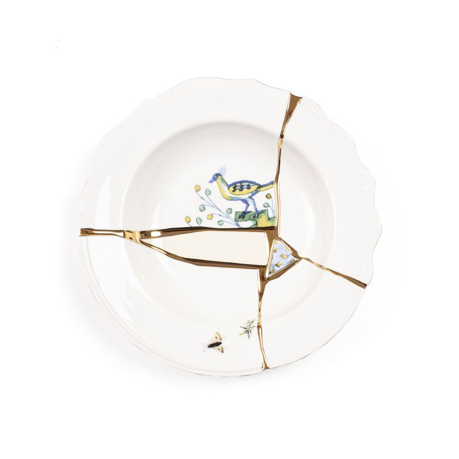 Assiette à soupe Kintsugi en porcelaine par Marcantonio x Seletti
