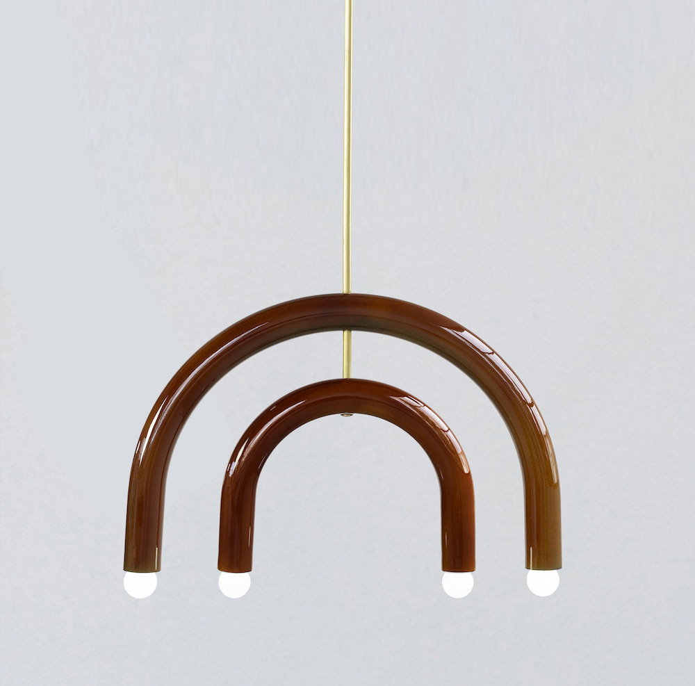 Suspension TRN light E3 en céramique et laiton par Magda Jurek