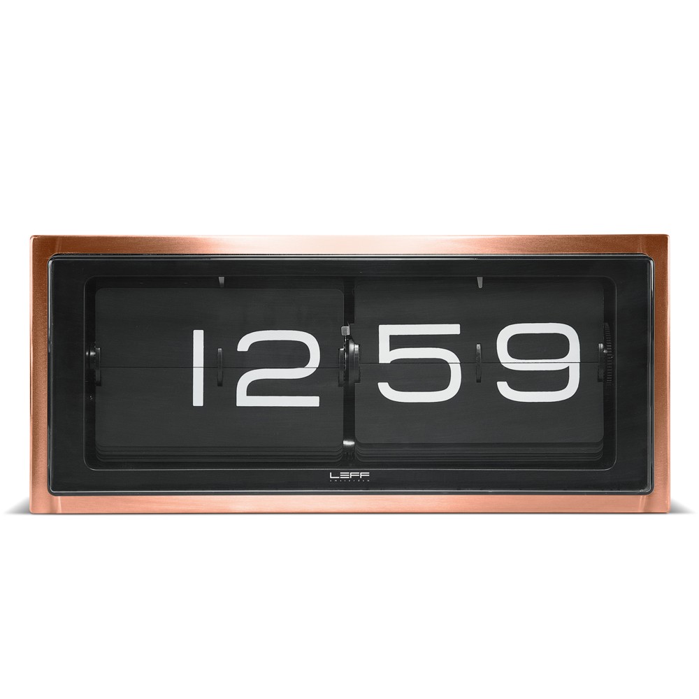 Horloge Flip design Brick en cuivre par Erwin Termaat au style vintage