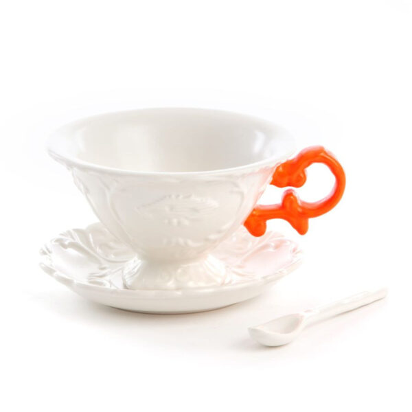 Tasse I-Tea avec anse orange I-Wares en porcelaine par Selab x Seletti