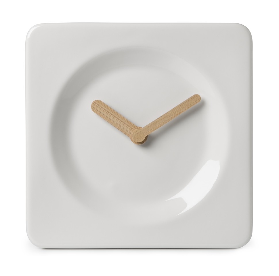 Horloge design Tile en céramique et bambou par Robert Bronwasser