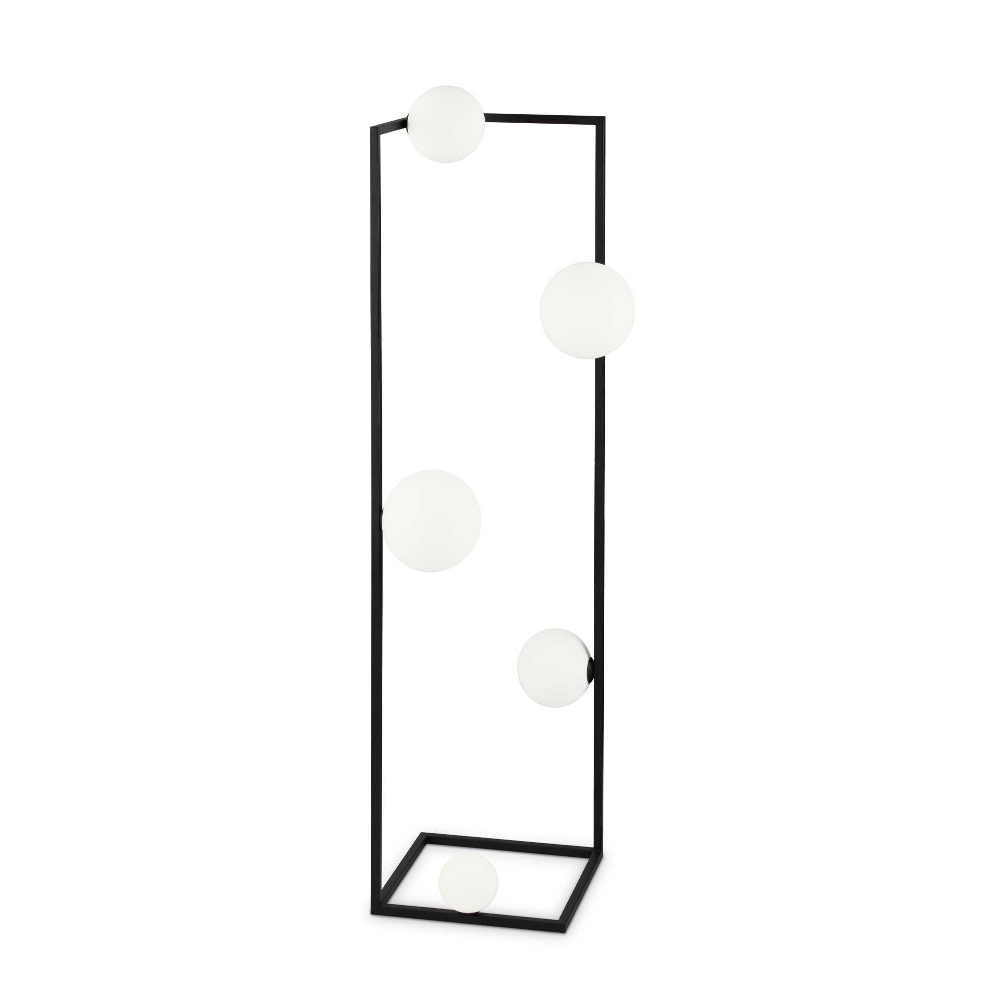 Lampadaire Angolo en métal avec des diffuseurs en verre soufflé transparent - Ideal Lux