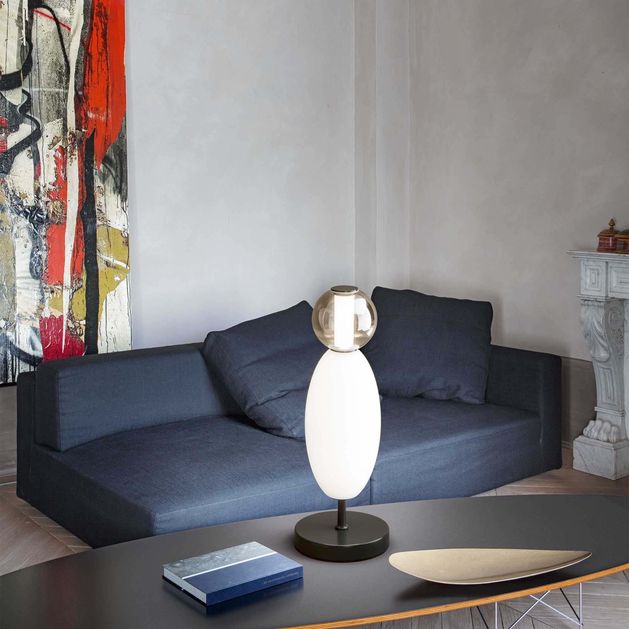 Lampe à poser Lumiere en métal et verre soufflé au design contemporain - Ideal Lux