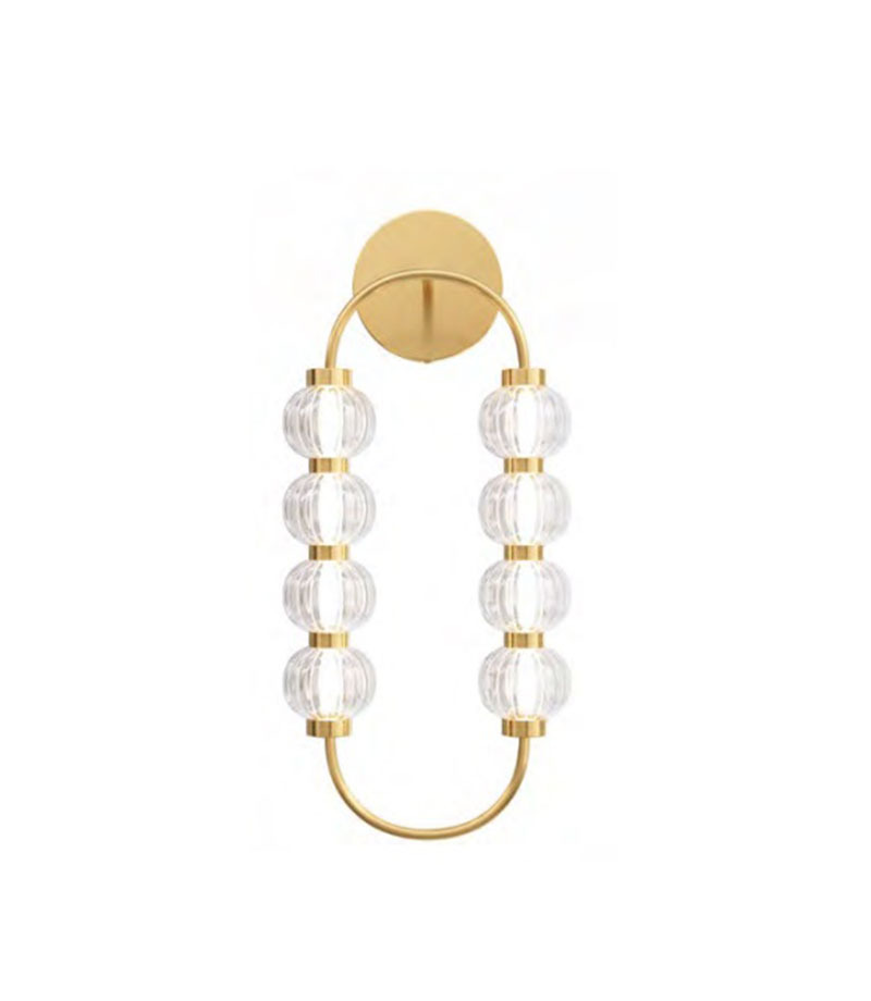 Applique Amulet avec armature en métal doré et diffuseur en verre coulé gaufré au design contemporain par Maytoni