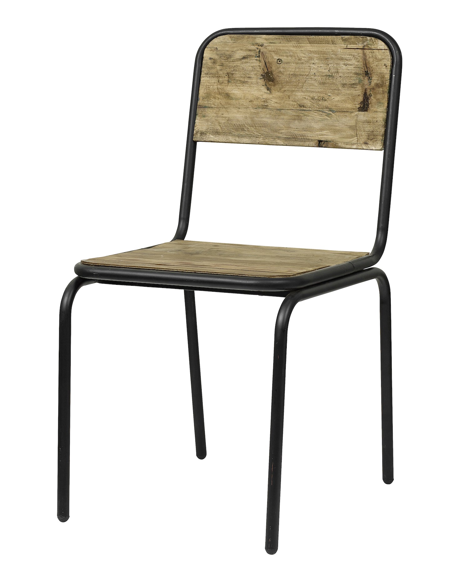 Chaise vintage Soho noir en métal et bois recyclé par Nordal