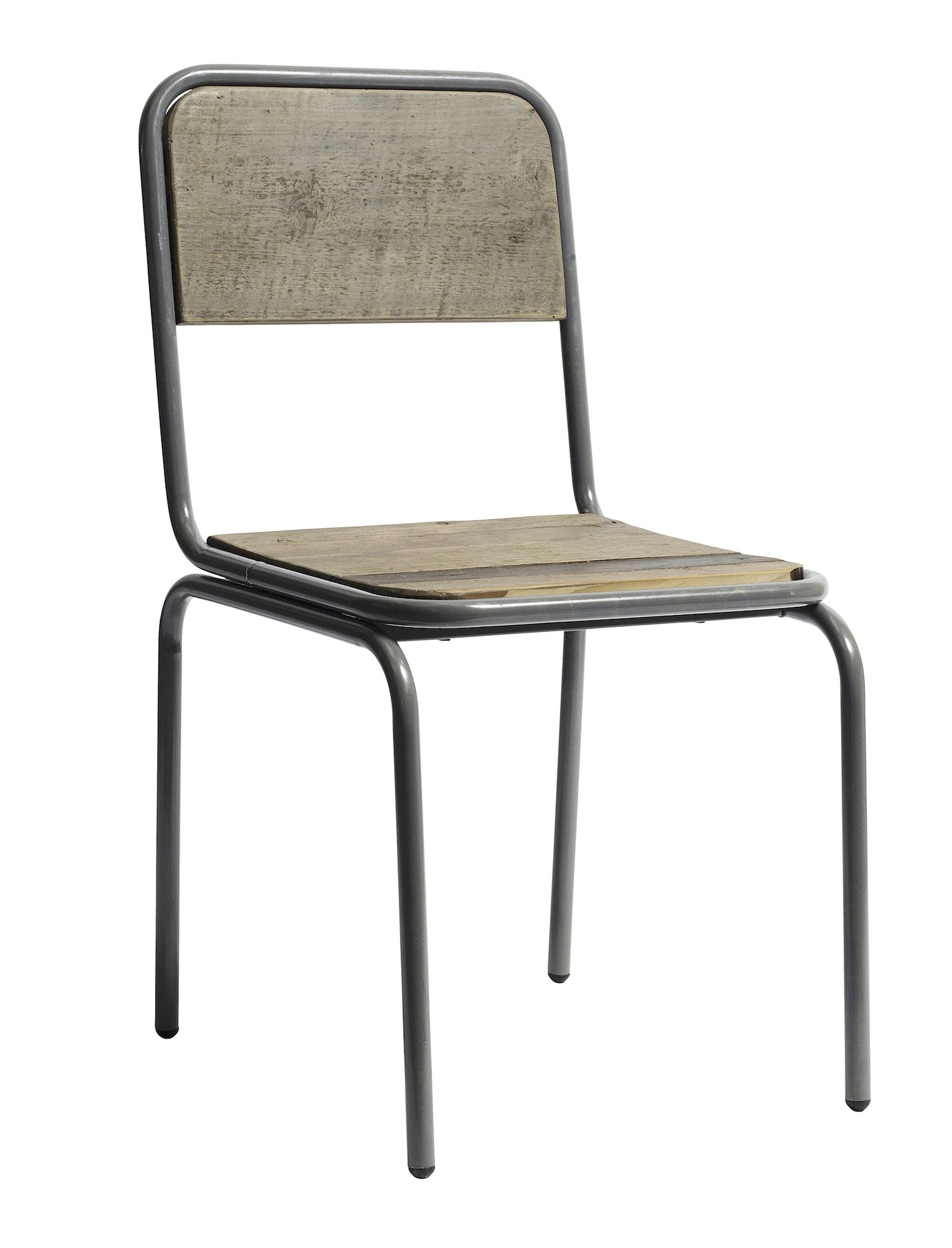 Chaise vintage Soho gris en métal et bois recyclé par Nordal