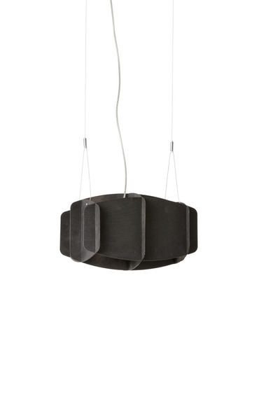 Suspension Ristikko avec base en métal et abat-jour en contreplaqué de bouleau au design contemporain par Pilke Lights