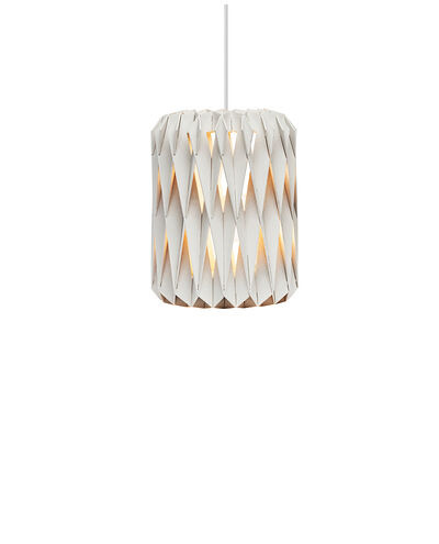 Suspension Signature mini avec base en métal et abat-jour en contreplaqué de bouleau au design contemporain par Pilke Lights