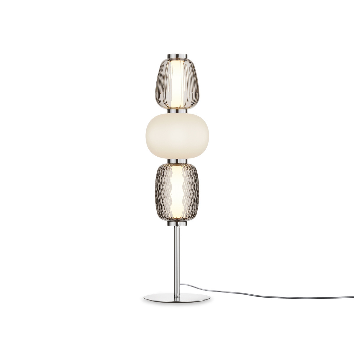 Lampe à poser Pattern armature en métal avec diffuseur en verre blanc transparent au design contemporain par Maytoni