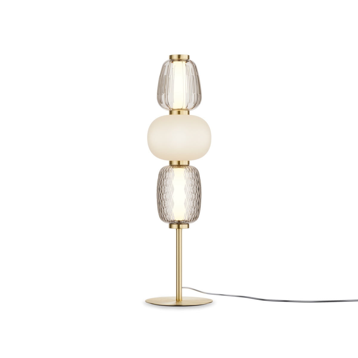 Lampe à poser Pattern armature en métal avec diffuseur en verre blanc transparent au design contemporain par Maytoni