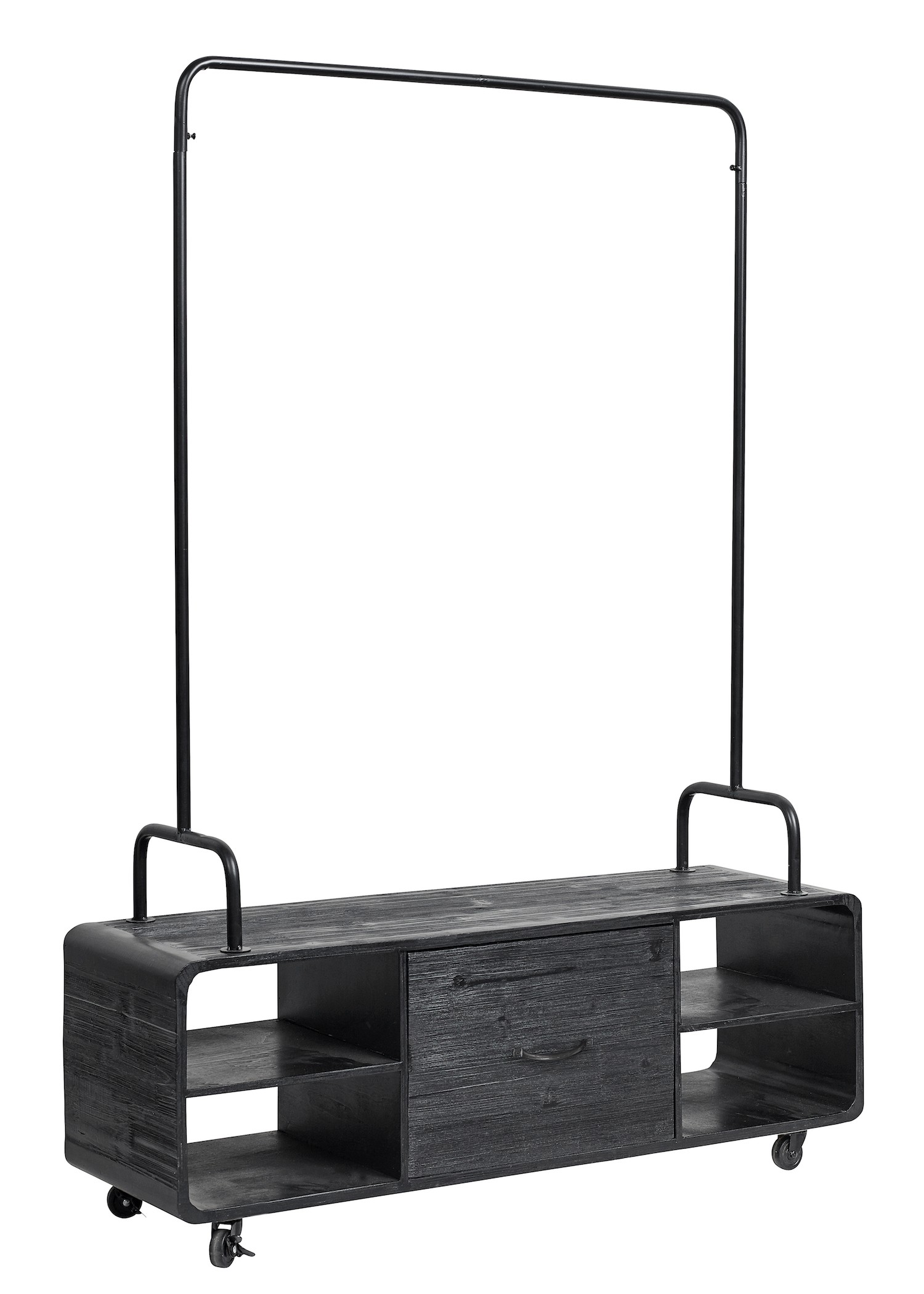 Meuble porte-manteau en bois de peuplier avec roulettes au design scandinave par Nordal