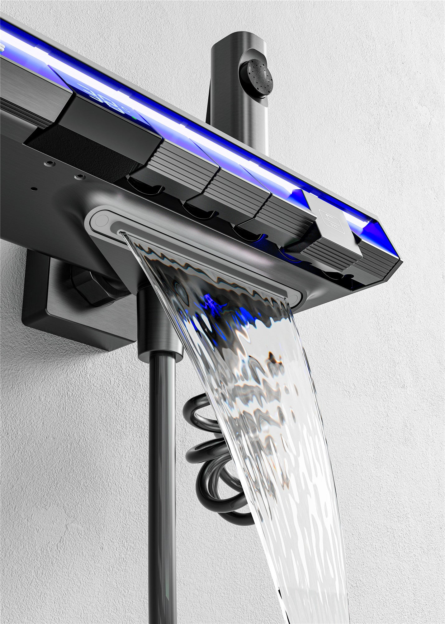 Colonne de douche Noha thermostatique à affichage LED avec tablette et 4 modes de sortie d'eau par Pavao studio