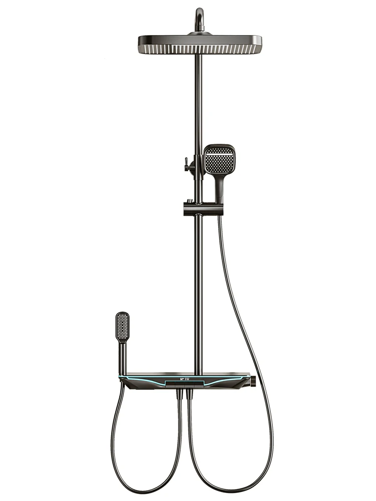 Colonne de douche Nolann thermostatique avec brosse à affichage LED avec tablette et 4 modes de sortie d'eau par Pavao studio
