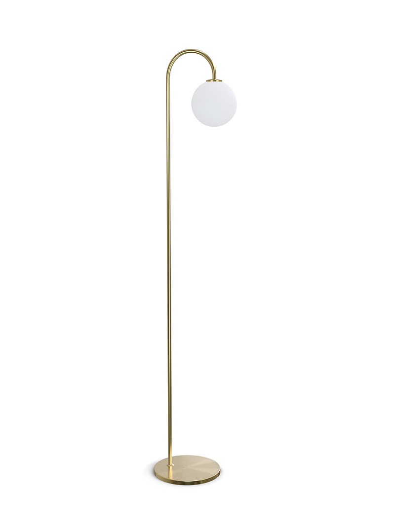 Lampadaire Ballon base en métal avec abat-jour en verre sphérique au design contemporain par Herstal