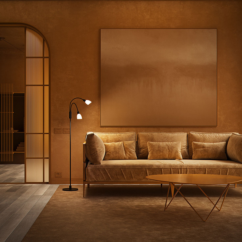 Lampadaire Cut Duo base en métal avec abat-jour flexible au design contemporain par Herstal