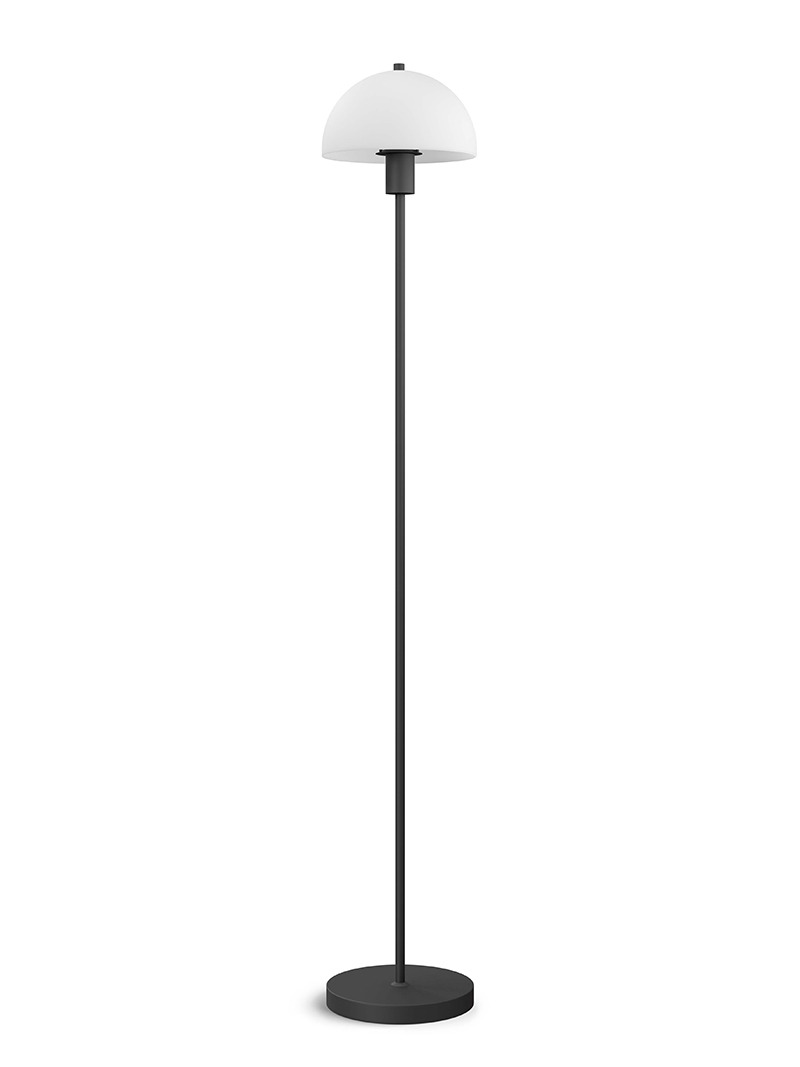 Lampadaire Vienda base en métal et abat-jour en forme de bol renversé au design contemporain par Herstal