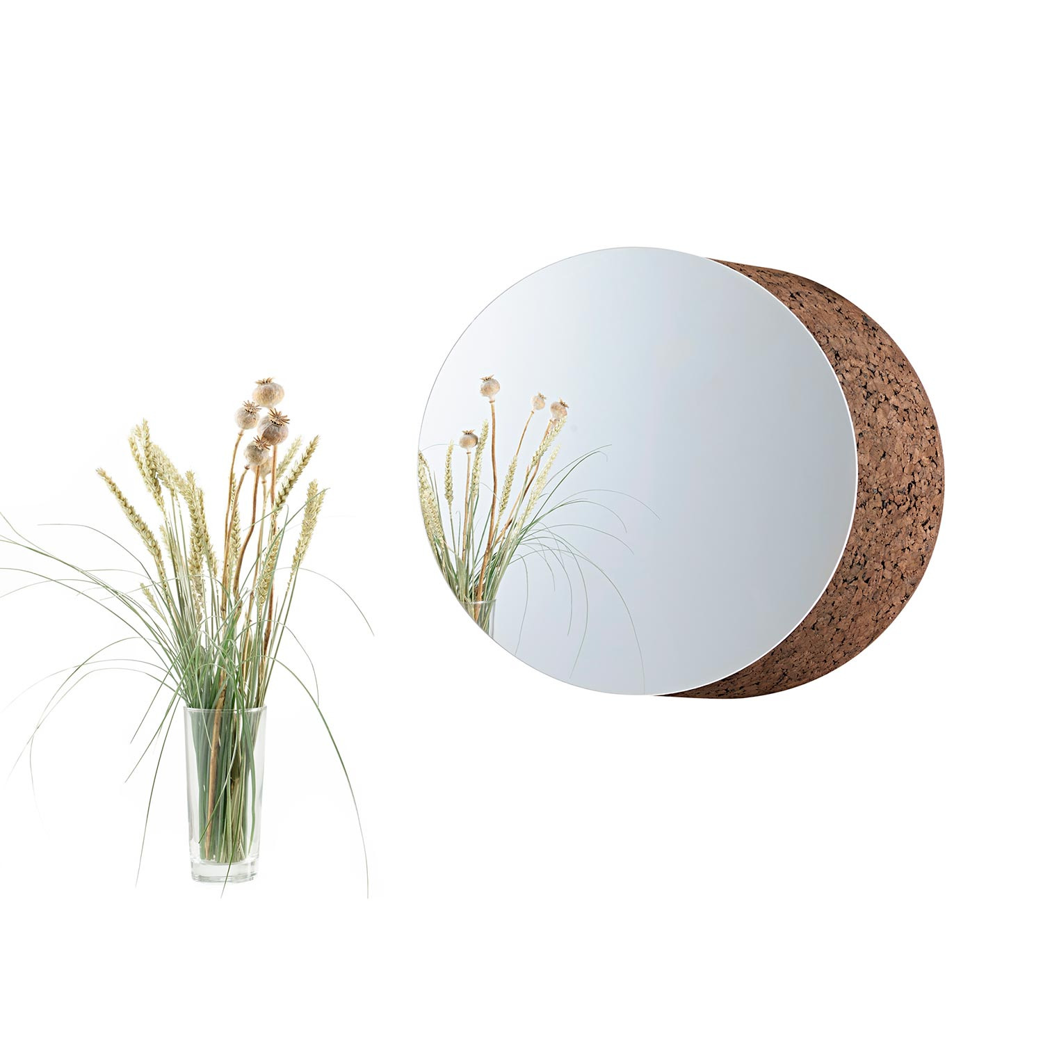 Miroir Exo round mirror en liège noir naturel par Toni Grilo x Blackcork