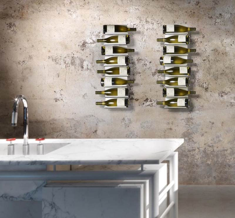 Étagère à vin murale Ptolomeo Vino en acier au design contemporain de Bruno Rainaldi x Opinion Ciatti
