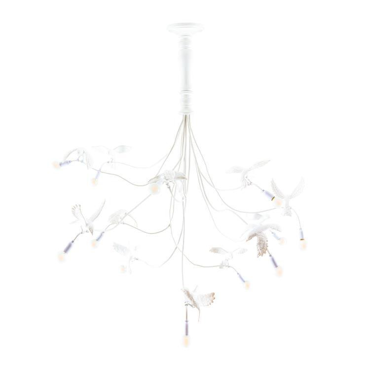 Chandelier Sparrow en forme d'oiseau en résine par Marcantonio x Seletti