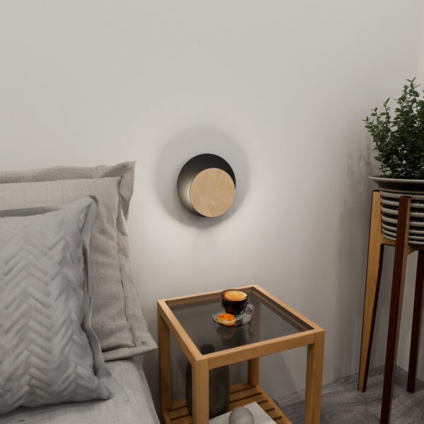 Applique Circle Scandinave avec base en métal et bois au design contemporain par Emibig