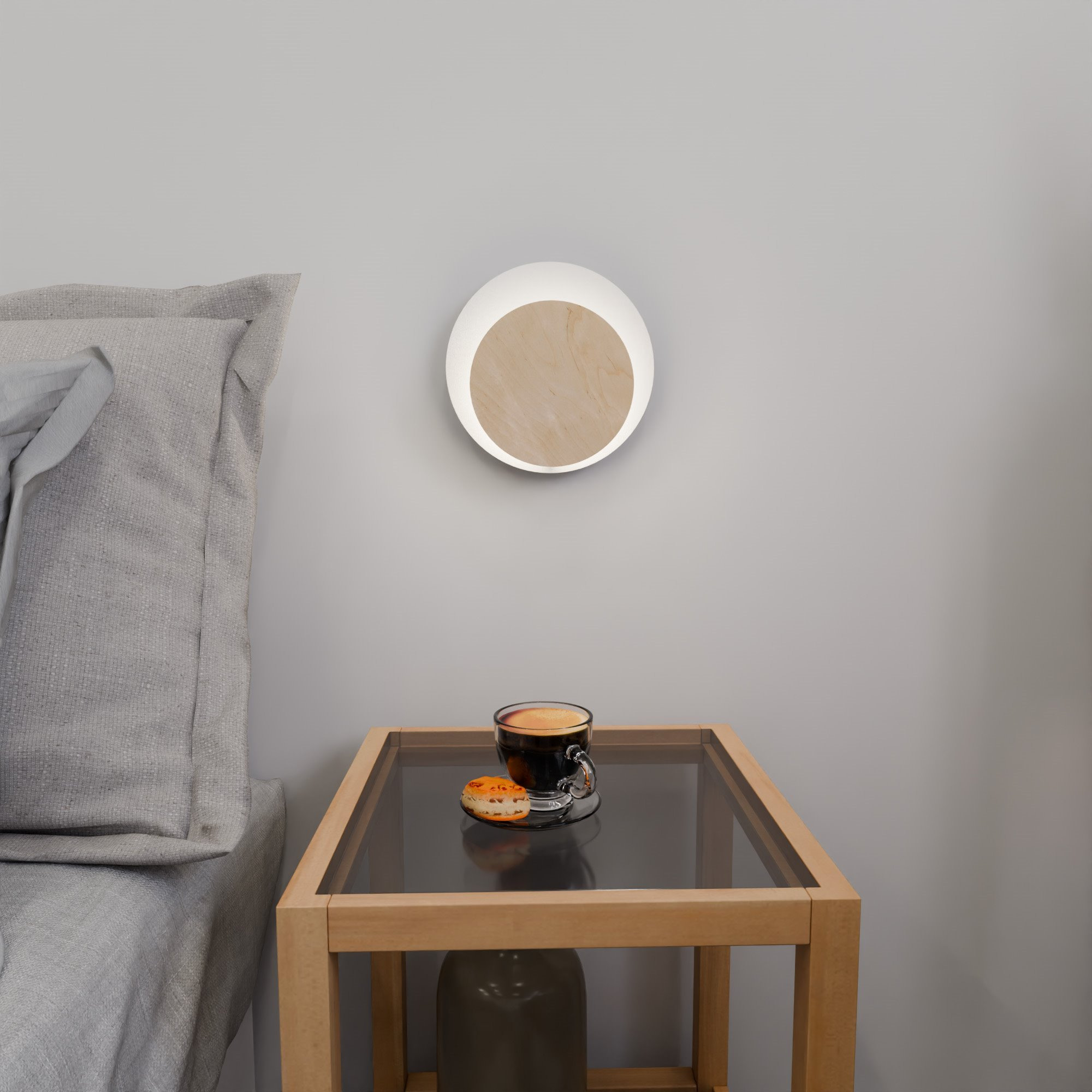 Applique Circle Scandinave avec base en métal et bois au design contemporain par Emibig