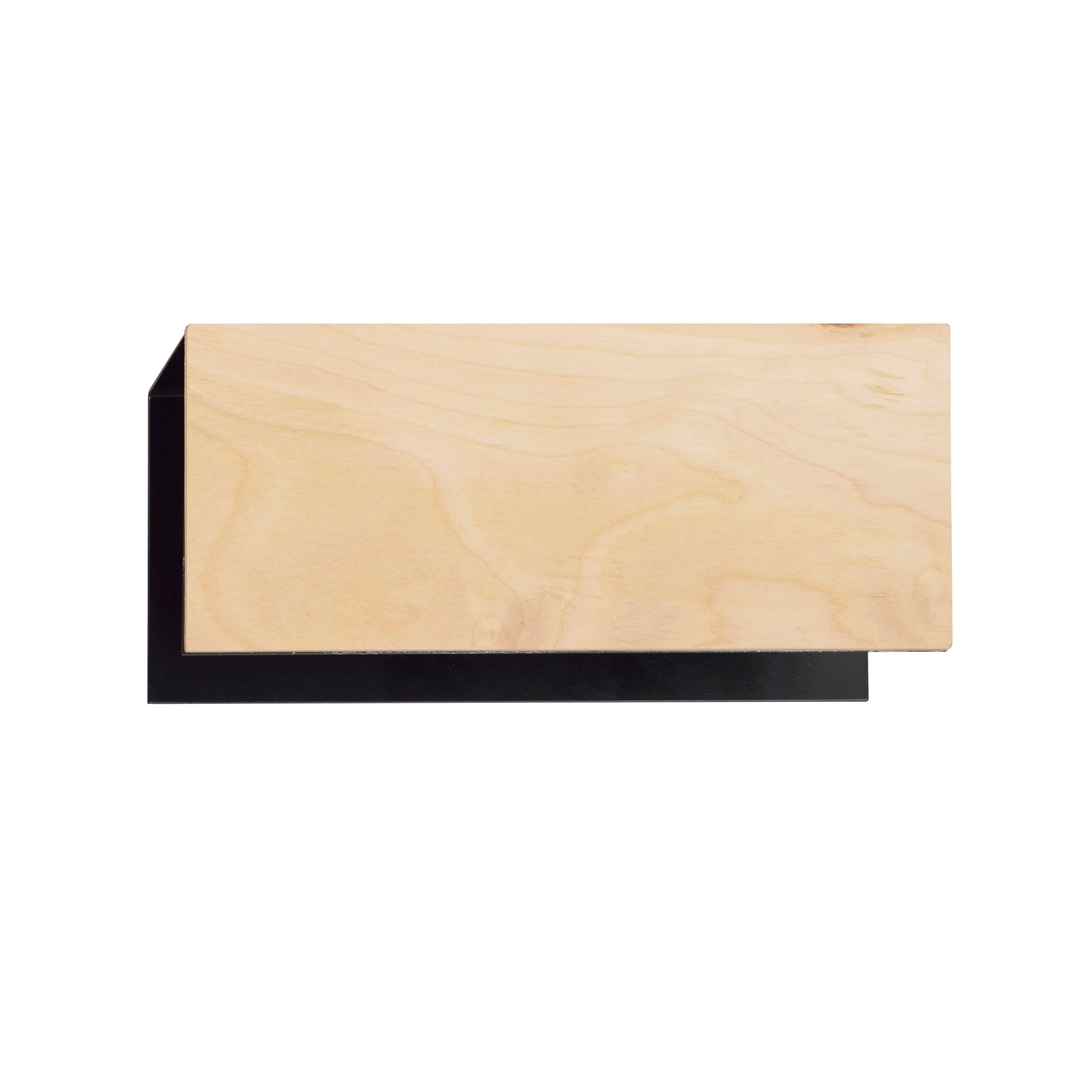 Applique Carlo K1 avec base en métal et abat-jour rectangulaire en bois au design contemporain par Emibig