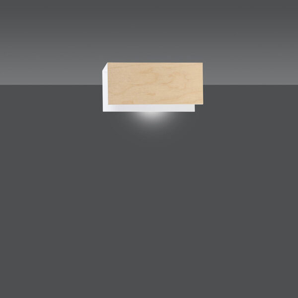 Applique Carlo K1 avec base en métal et abat-jour rectangulaire en bois au design contemporain par Emibig