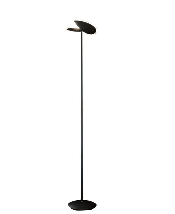 Lampadaire Ping Pong structure en aluminium avec diffuseur en verre satinée au design contemporain par Gea Luce