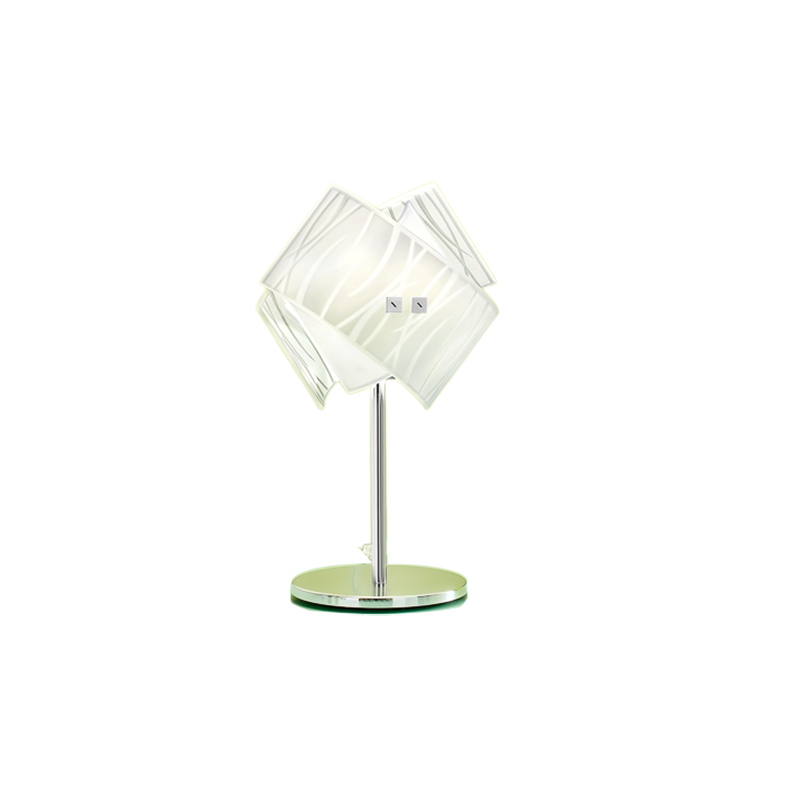 Lampe à poser Agnese base en métal et diffuseur avec verre blanc sérigraphié et décoré par Gea Luce