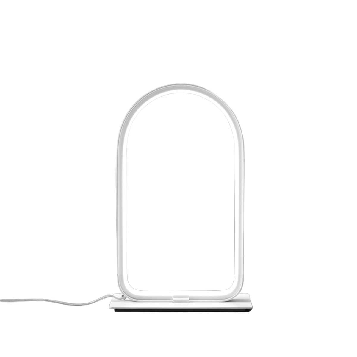 Lampe à poser Nicole cadre en aluminium avec diffuseur en silicone blanc opale au design contemporain Gea Luce
