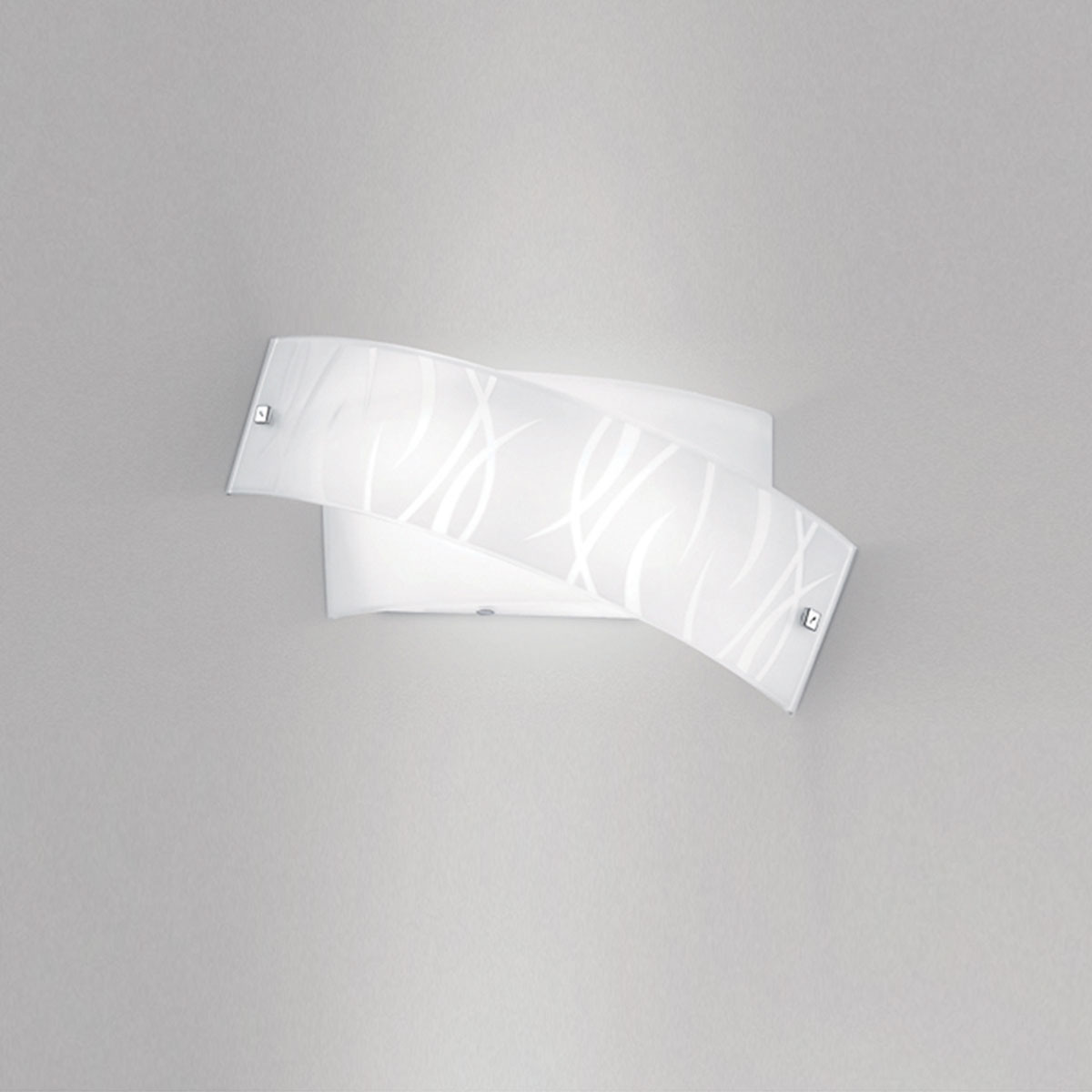 Applique murale Agnese en métal avec diffuseur en verre blanc sérigraphié et décoré au design contemporain par Gea Luce