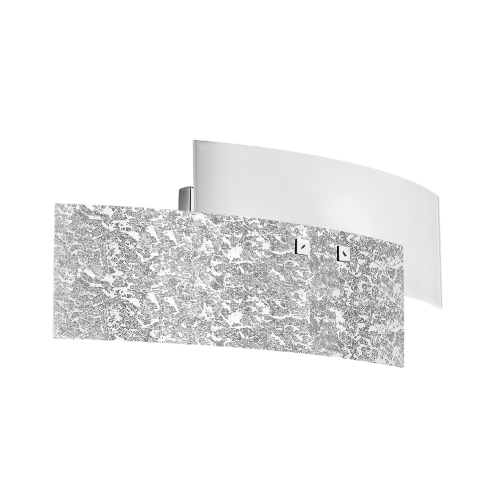 Applique murale Lara en métal finitiion chromée et diffuseur en verre au design contemporain par Gea Luce