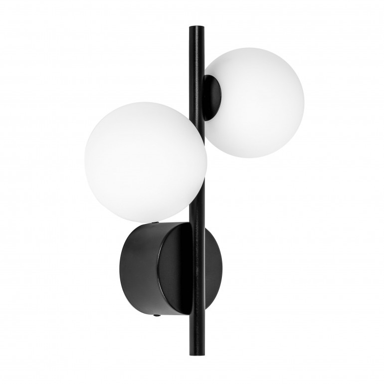 Applique murale Diplo en métal avec deux diffuseurs en verre opale au design contemporain par Ummo Lighting