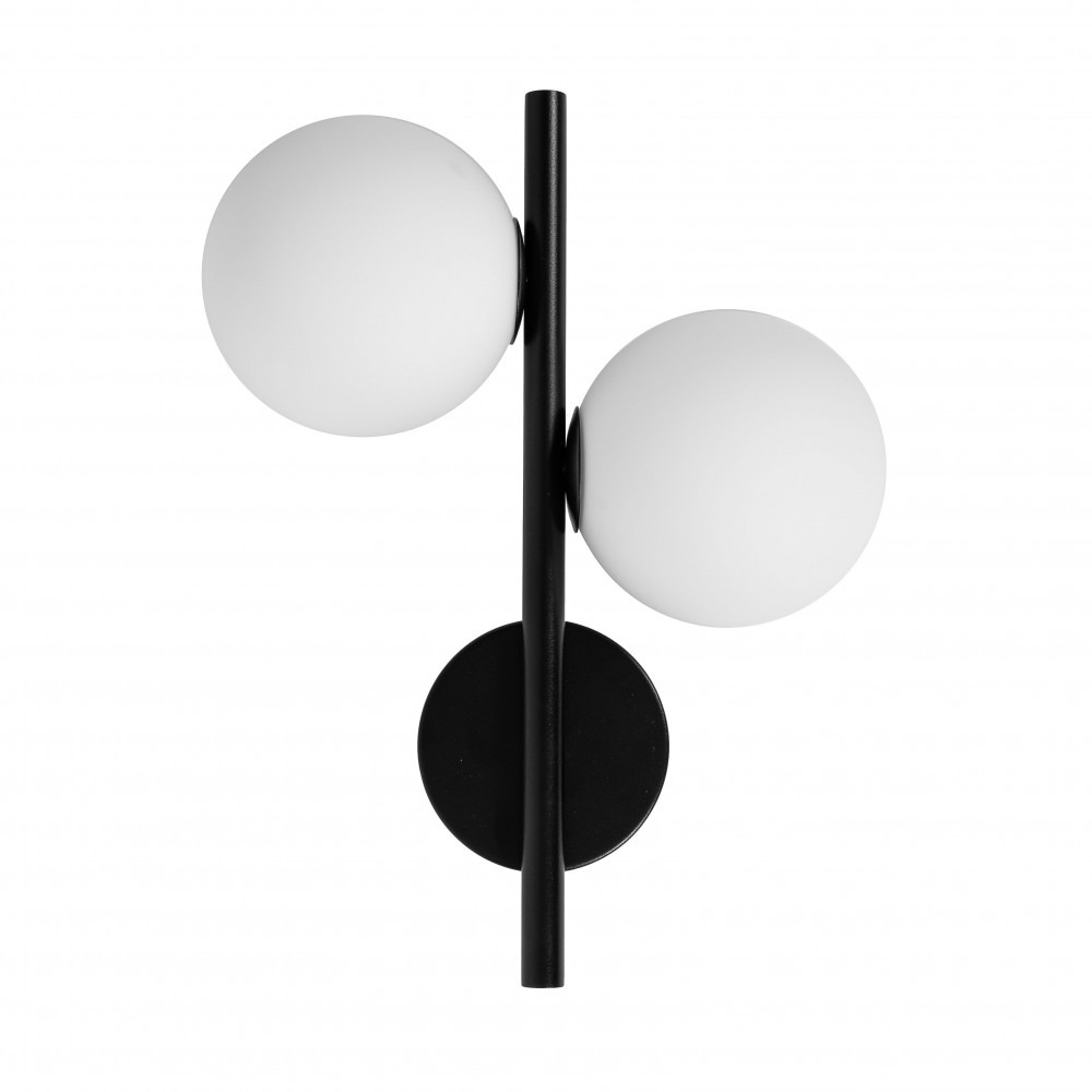 Applique murale Diplo en métal avec deux diffuseurs en verre opale au design contemporain par Ummo Lighting