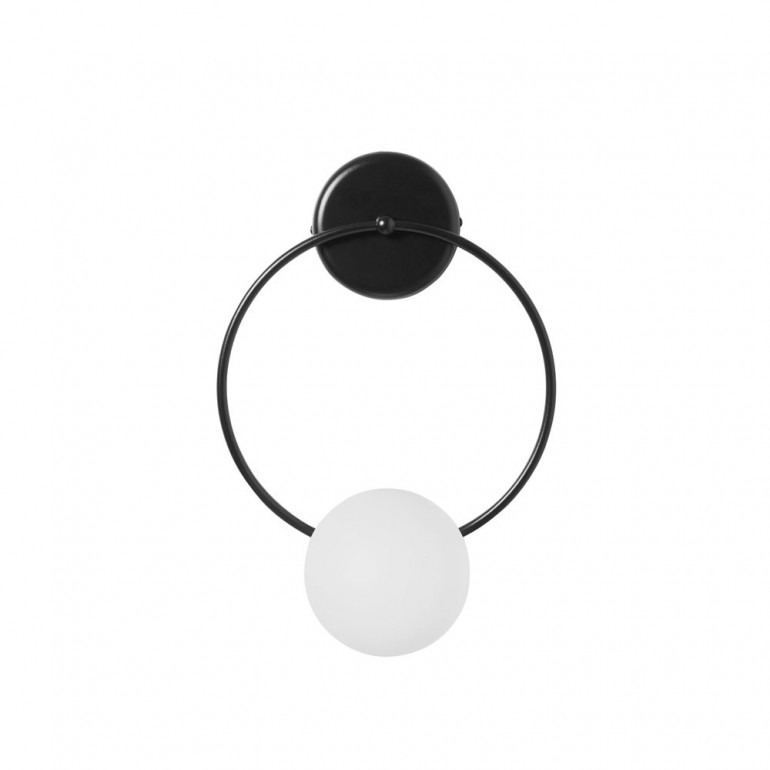 Applique murale Fuppu base en métal circulaire avec diffuseur en verre blanc au design contemporain par Ummo lighting
