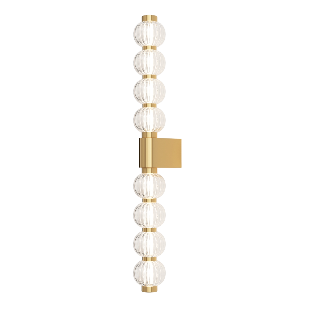Applique Amulet linéaire avec armature en métal doré et diffuseur en verre coulé gaufré au design contemporain par Maytoni