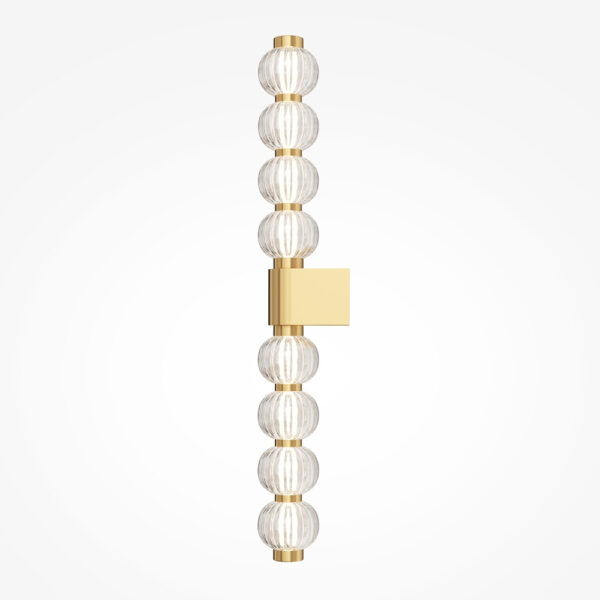 Applique Amulet linéaire avec armature en métal doré et diffuseur en verre coulé gaufré au design contemporain par Maytoni