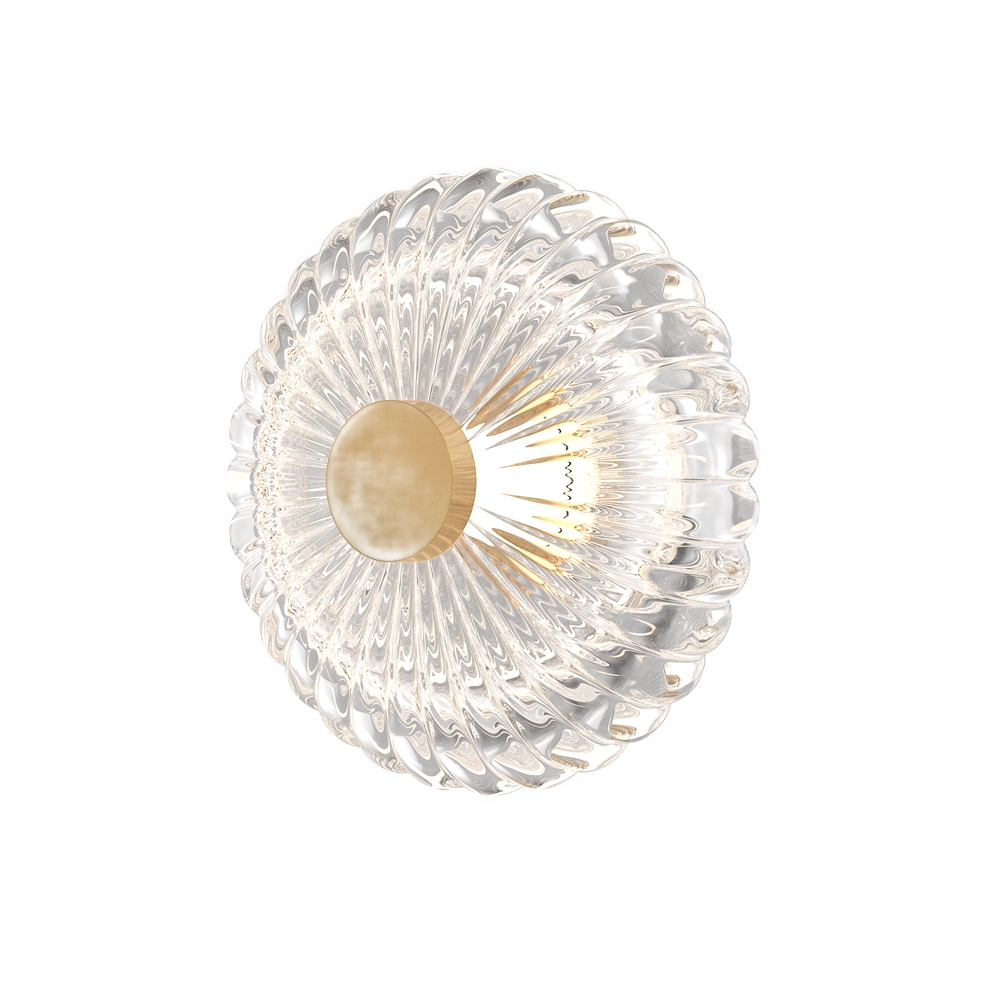 Applique Amulet avec base en métal doré et diffuseur en verre transparent au design contemporain par Maytoni