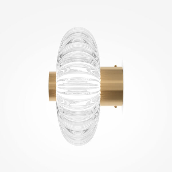 Applique Amulet avec base en métal doré et diffuseur en verre transparent au design contemporain par Maytoni