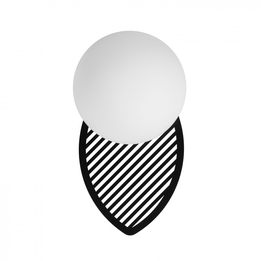 Applique murale Fyllo base en métal et détail feuille avec diffuseur en verre opale au design contemporain par Ummo Lighting