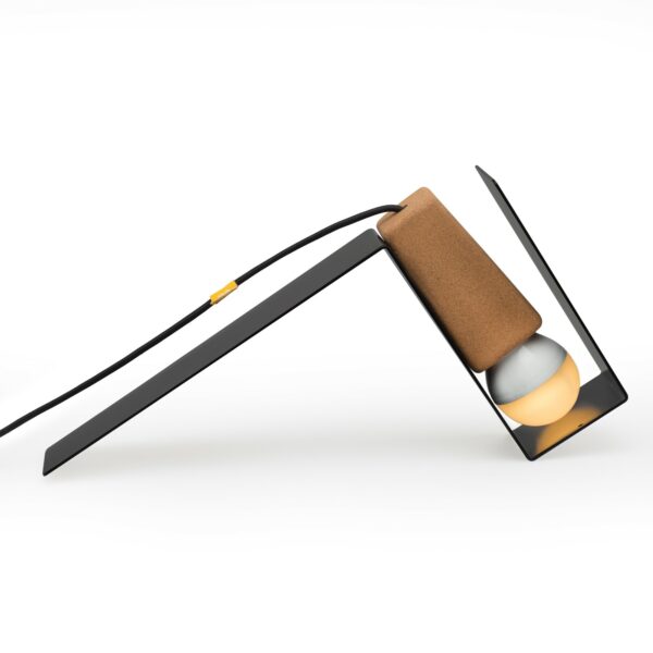 Lampe à poser aimantée Glint noir en liège et métal par Filipa Mendes & Gustavo Macedo