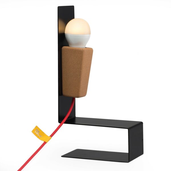 Lampe à poser aimantée Glint noir en liège et métal par Filipa Mendes & Gustavo Macedo