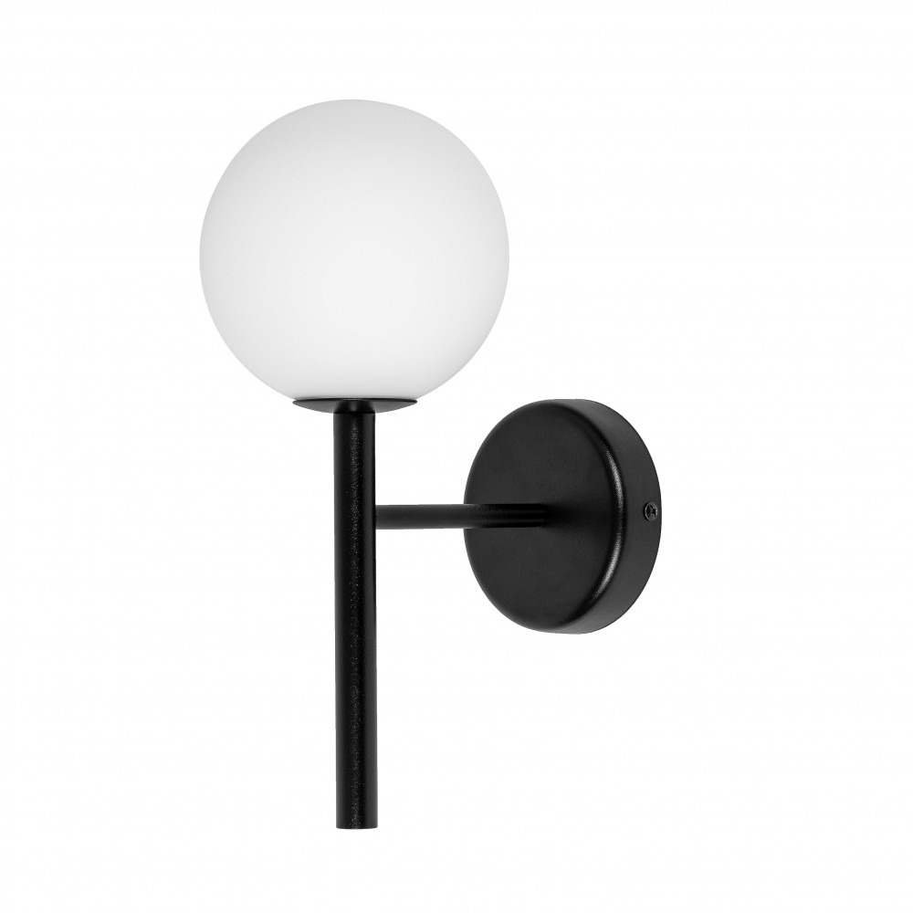 Applique murale Kop cadre en métal en forme de tube avec diffuseur en boule de verre au design contemporain par Ummo lighting